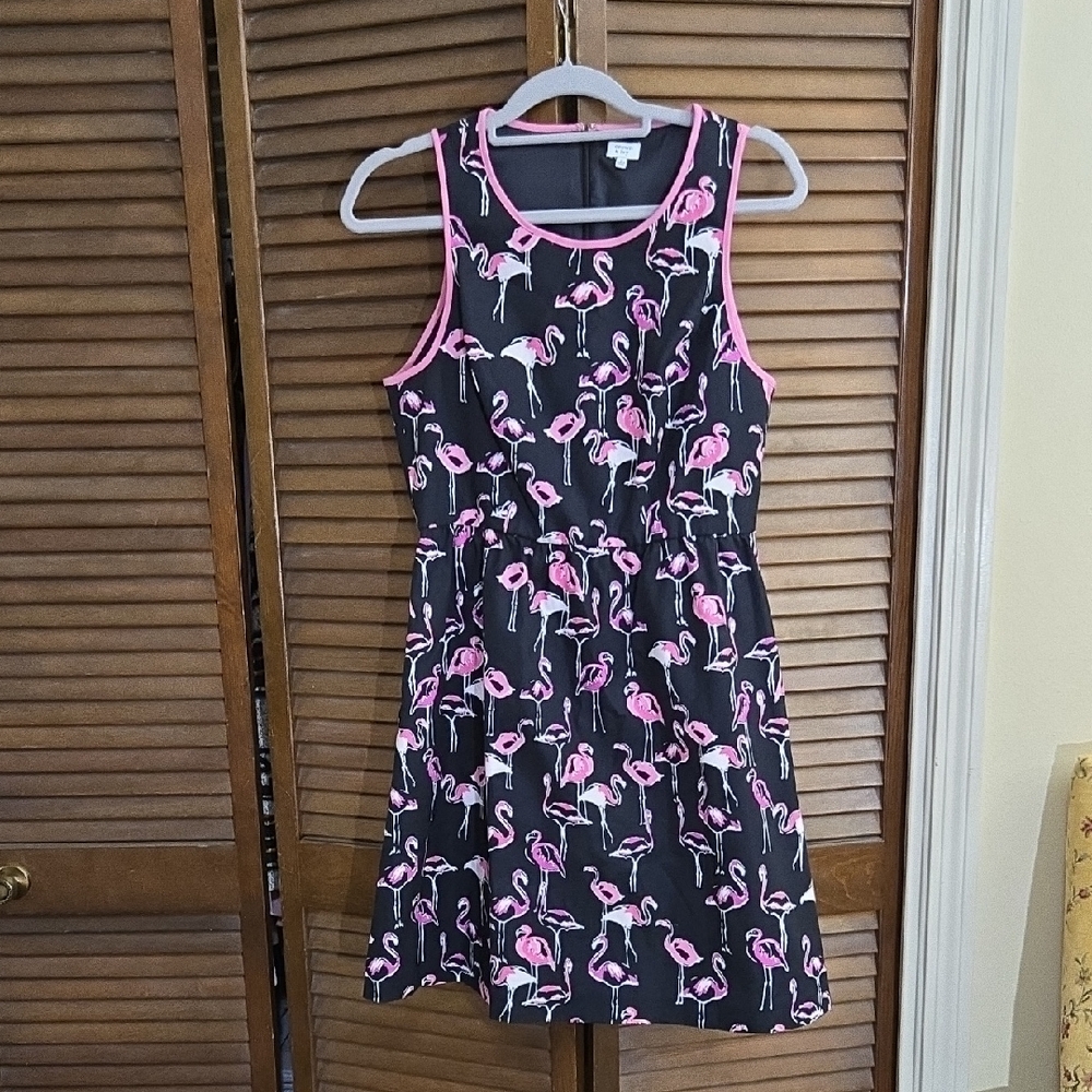 Crown&Ivy NWOT Flamingo Print  Dress - Black and Pink NWOT